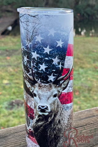 Deer/American Flag Tumbler